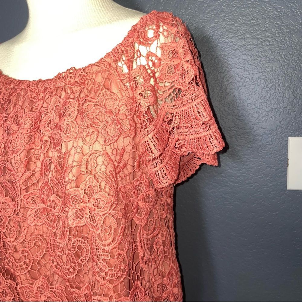 Haute Monde Chantilly Lace Off The Shoulder Top size large Blouse blush pink - Picture 8 of 11